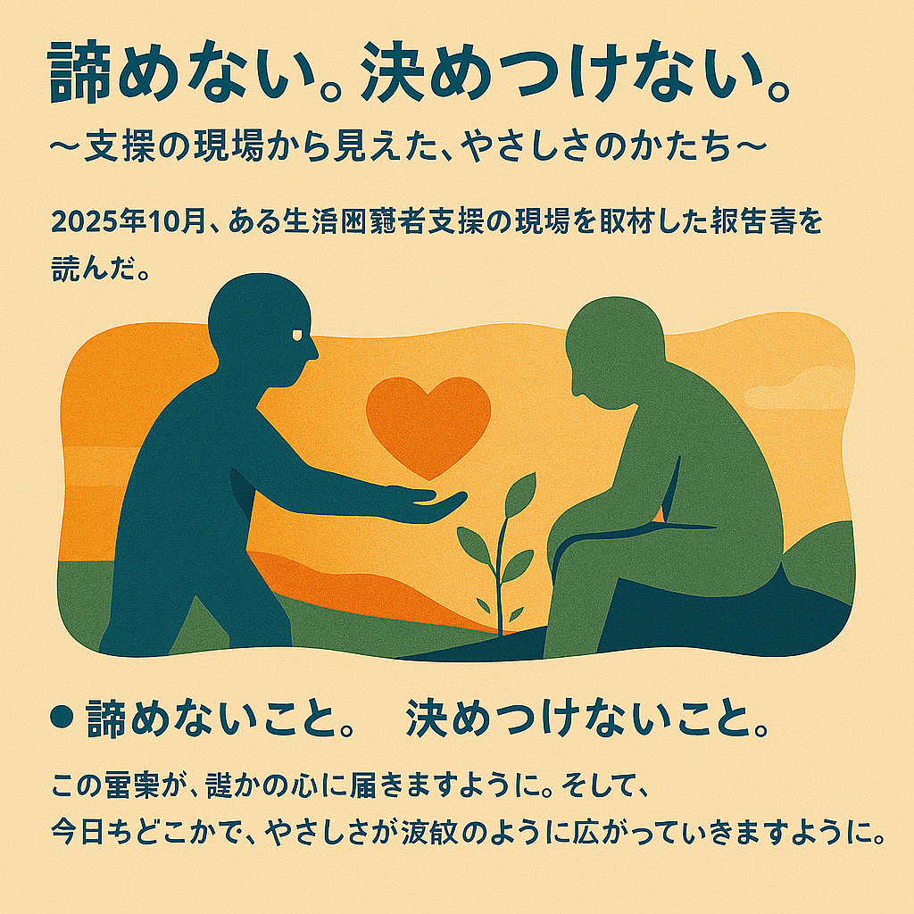 諦めない。決めつけない。